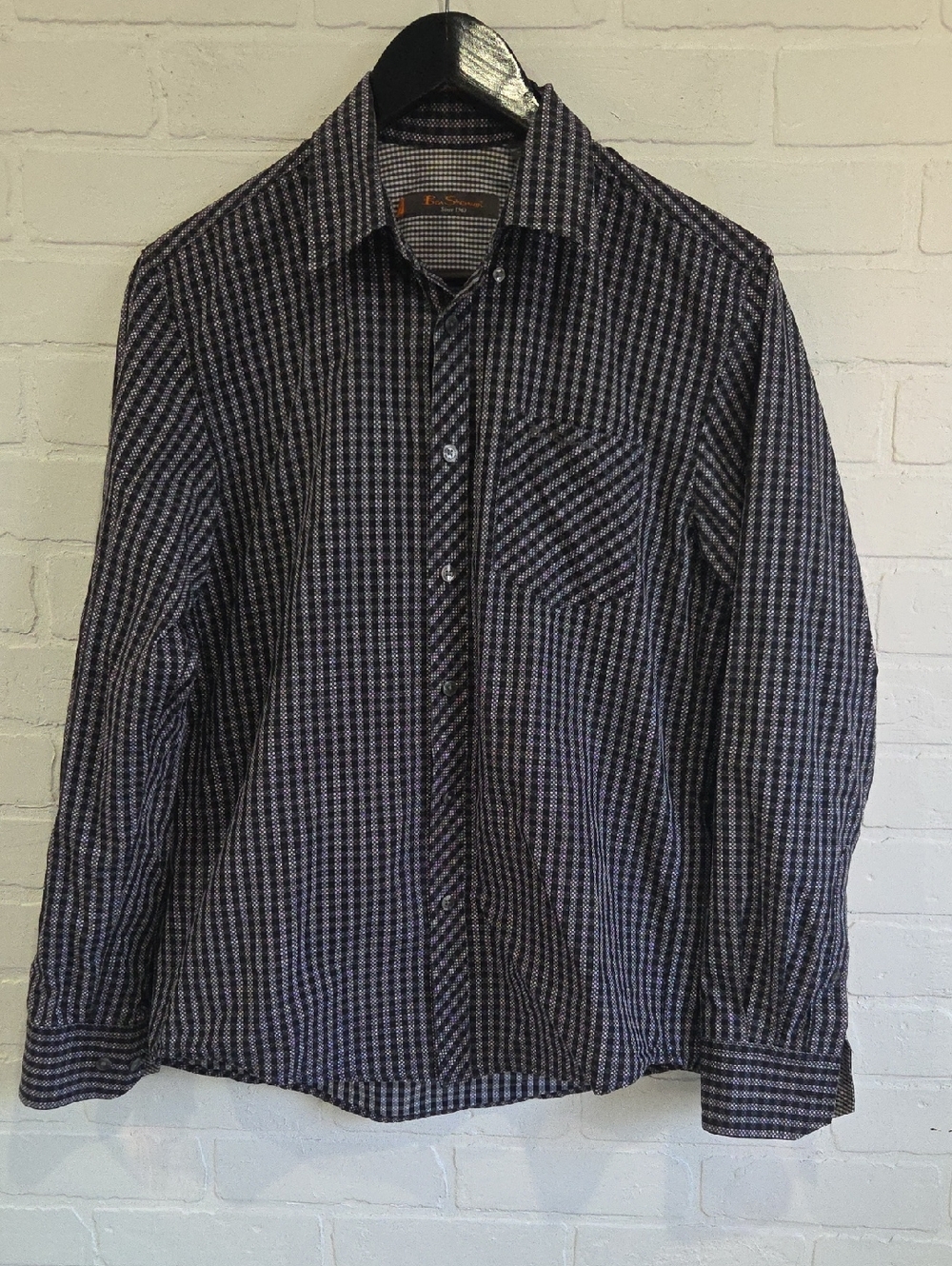 Ben Sherman Men's Black & Purple Check Button-Down Shirt